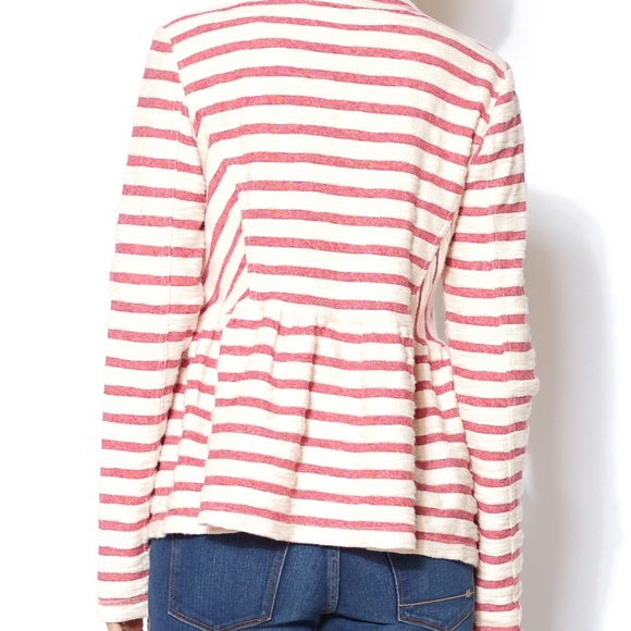 Free People red white striped peplum jacket - Picture 4 of 16